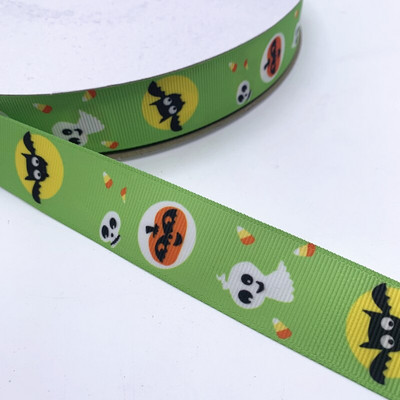 25 χιλιοστά πλάτος 5 γιάρδες Grosgrain σατέν κορδέλες τυπωμένες διακοσμήσεις αποκριάτικων πάρτι DIY Φιόγκοι, κορδέλες περιτυλίγματος