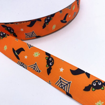 25 χιλιοστά πλάτος 5 γιάρδες Grosgrain σατέν κορδέλες τυπωμένες διακοσμήσεις αποκριάτικων πάρτι DIY Φιόγκοι, κορδέλες περιτυλίγματος