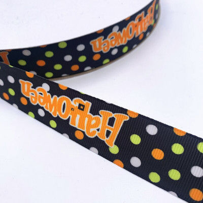 25 χιλιοστά πλάτος 5 γιάρδες Grosgrain σατέν κορδέλες τυπωμένες διακοσμήσεις αποκριάτικων πάρτι DIY Φιόγκοι, κορδέλες περιτυλίγματος