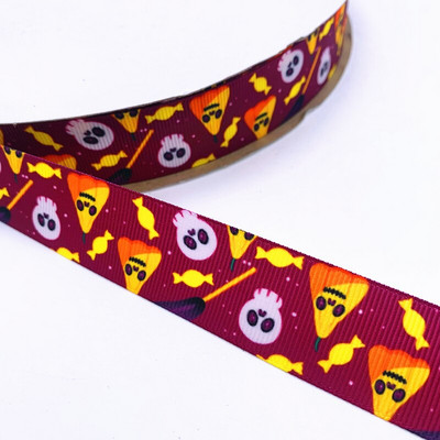 25 χιλιοστά πλάτος 5 γιάρδες Grosgrain σατέν κορδέλες τυπωμένες διακοσμήσεις αποκριάτικων πάρτι DIY Φιόγκοι, κορδέλες περιτυλίγματος