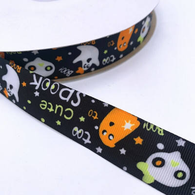 25 χιλιοστά πλάτος 5 γιάρδες Grosgrain σατέν κορδέλες τυπωμένες διακοσμήσεις αποκριάτικων πάρτι DIY Φιόγκοι, κορδέλες περιτυλίγματος