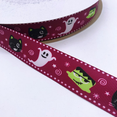 25 χιλιοστά πλάτος 5 γιάρδες Grosgrain σατέν κορδέλες τυπωμένες διακοσμήσεις αποκριάτικων πάρτι DIY Φιόγκοι, κορδέλες περιτυλίγματος