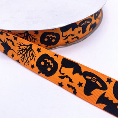 25 χιλιοστά πλάτος 5 γιάρδες Grosgrain σατέν κορδέλες τυπωμένες διακοσμήσεις αποκριάτικων πάρτι DIY Φιόγκοι, κορδέλες περιτυλίγματος