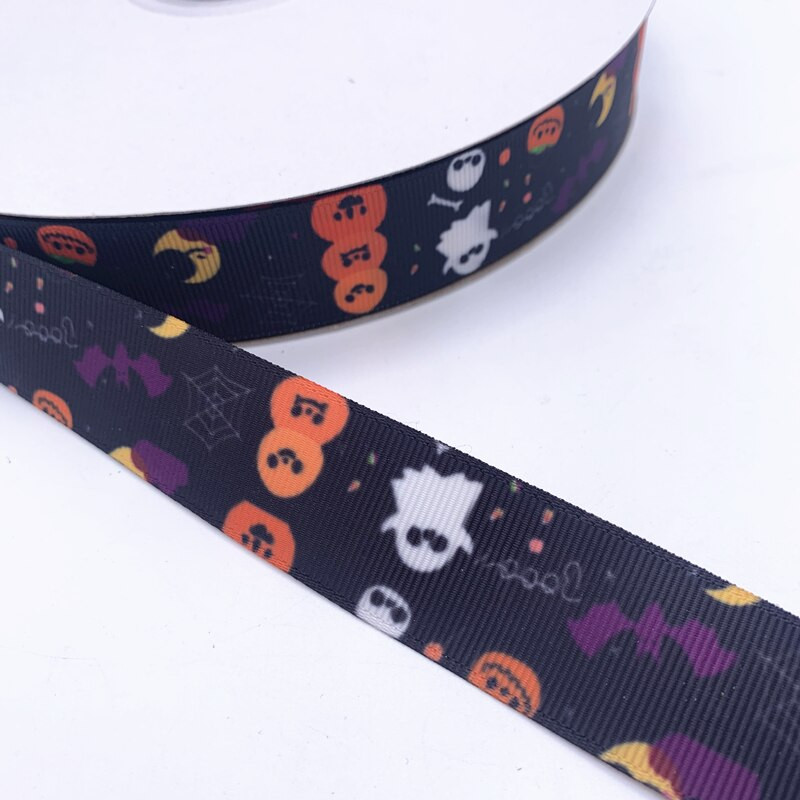 25 χιλιοστά πλάτος 5 γιάρδες Grosgrain σατέν κορδέλες τυπωμένες διακοσμήσεις αποκριάτικων πάρτι DIY Φιόγκοι, κορδέλες περιτυλίγματος