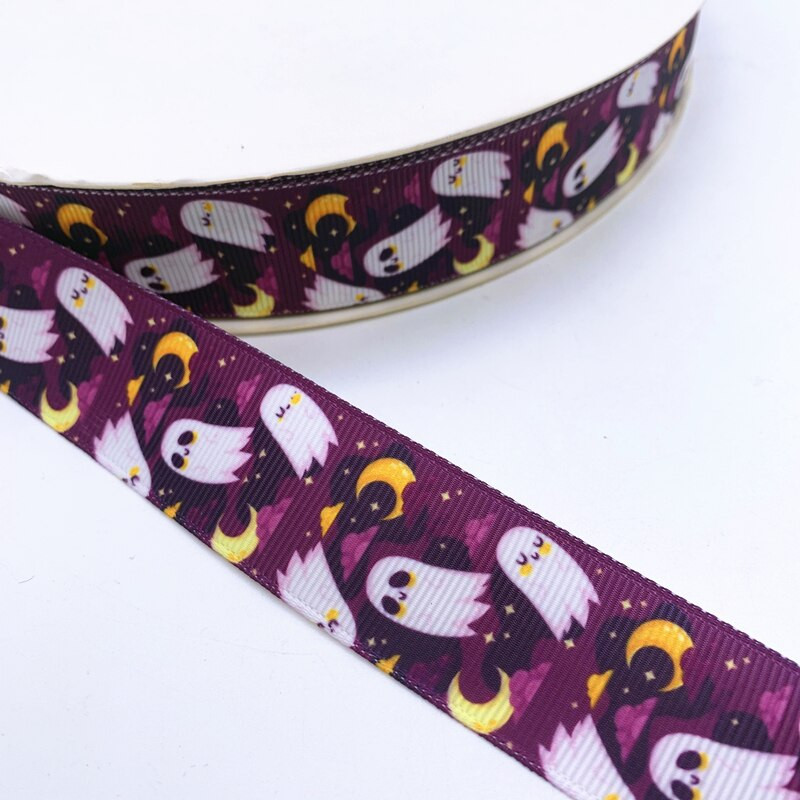 25 χιλιοστά πλάτος 5 γιάρδες Grosgrain σατέν κορδέλες τυπωμένες διακοσμήσεις αποκριάτικων πάρτι DIY Φιόγκοι, κορδέλες περιτυλίγματος