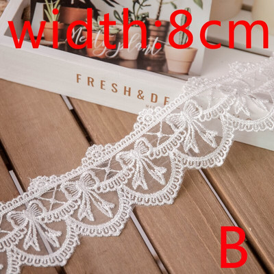 Panglică de dantelă Lolita, albă, 2 metri, accesorii de cusut, broderie de fluturi 3D, garnituri cu franjuri pentru rochie, artizanat decorativ pentru casă.
