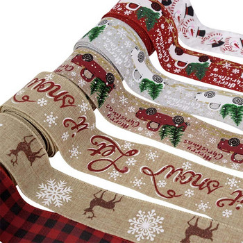 Коледна ролка от панделка от чул Коледна елха Канап Стример лента Кола Камион Червена карирана лента за опаковане на коледни подаръци Направи си сам Bow Craft