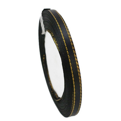 (25 jardi/rola) 6 mm satenska vrpca s jednim licem sa zlatnim rubom Veleprodaja Pakiranje poklona Božićni ukrasi Priručnik DIY Vrpce Tkanina