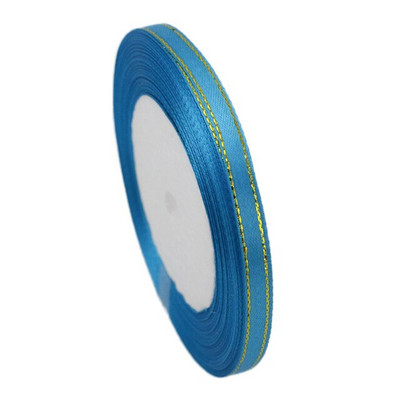 (25 jardi/rola) 6 mm satenska vrpca s jednim licem sa zlatnim rubom Veleprodaja Pakiranje poklona Božićni ukrasi Priručnik DIY Vrpce Tkanina