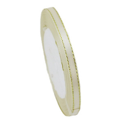 (25 jardi/rola) 6 mm satenska vrpca s jednim licem sa zlatnim rubom Veleprodaja Pakiranje poklona Božićni ukrasi Priručnik DIY Vrpce Tkanina