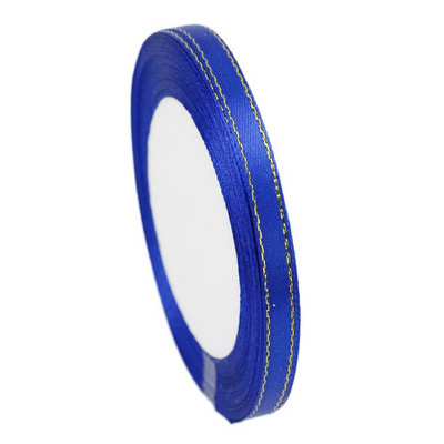 (25 jardi/rola) 6 mm satenska vrpca s jednim licem sa zlatnim rubom Veleprodaja Pakiranje poklona Božićni ukrasi Priručnik DIY Vrpce Tkanina