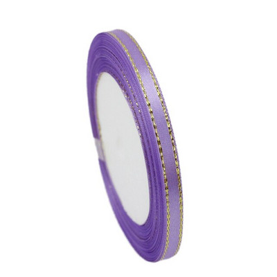 (25 jardi/rola) 6 mm satenska vrpca s jednim licem sa zlatnim rubom Veleprodaja Pakiranje poklona Božićni ukrasi Priručnik DIY Vrpce Tkanina