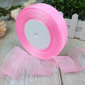 Κορδέλες 50 Yards/Roll Organza For Christmas Wedding Party Decoration Gift Wrapping DIY Ribbons Crafts 12/15/20/25/40/50mm