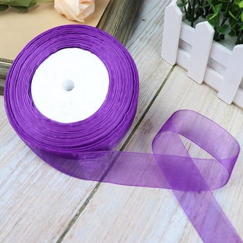 Κορδέλες 50 Yards/Roll Organza For Christmas Wedding Party Decoration Gift Wrapping DIY Ribbons Crafts 12/15/20/25/40/50mm