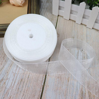 Κορδέλες 50 Yards/Roll Organza For Christmas Wedding Party Decoration Gift Wrapping DIY Ribbons Crafts 12/15/20/25/40/50mm