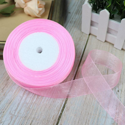 Κορδέλες 50 Yards/Roll Organza For Christmas Wedding Party Decoration Gift Wrapping DIY Ribbons Crafts 12/15/20/25/40/50mm