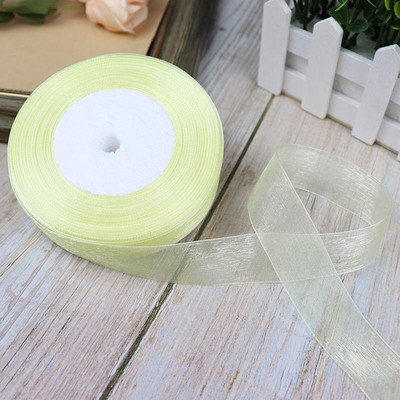 Κορδέλες 50 Yards/Roll Organza For Christmas Wedding Party Decoration Gift Wrapping DIY Ribbons Crafts 12/15/20/25/40/50mm