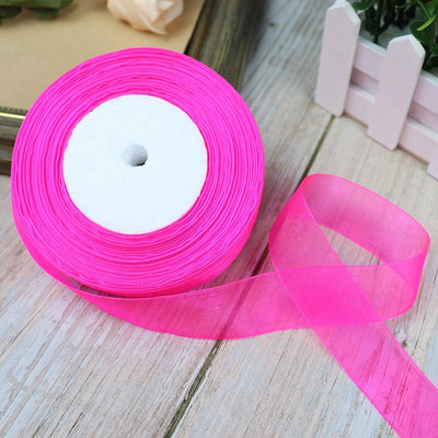 Κορδέλες 50 Yards/Roll Organza For Christmas Wedding Party Decoration Gift Wrapping DIY Ribbons Crafts 12/15/20/25/40/50mm