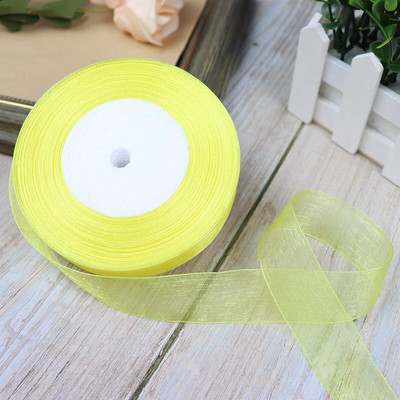 Κορδέλες 50 Yards/Roll Organza For Christmas Wedding Party Decoration Gift Wrapping DIY Ribbons Crafts 12/15/20/25/40/50mm