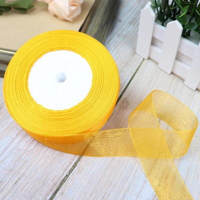 Κορδέλες 50 Yards/Roll Organza For Christmas Wedding Party Decoration Gift Wrapping DIY Ribbons Crafts 12/15/20/25/40/50mm