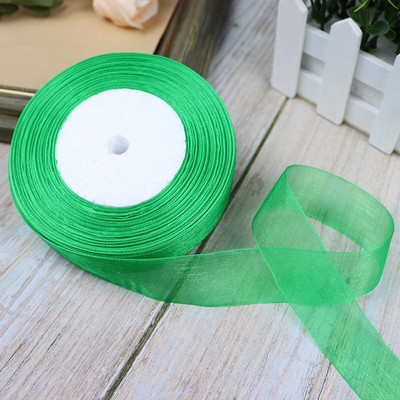 Κορδέλες 50 Yards/Roll Organza For Christmas Wedding Party Decoration Gift Wrapping DIY Ribbons Crafts 12/15/20/25/40/50mm