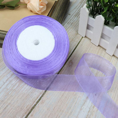 Κορδέλες 50 Yards/Roll Organza For Christmas Wedding Party Decoration Gift Wrapping DIY Ribbons Crafts 12/15/20/25/40/50mm