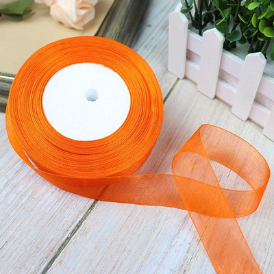 Κορδέλες 50 Yards/Roll Organza For Christmas Wedding Party Decoration Gift Wrapping DIY Ribbons Crafts 12/15/20/25/40/50mm