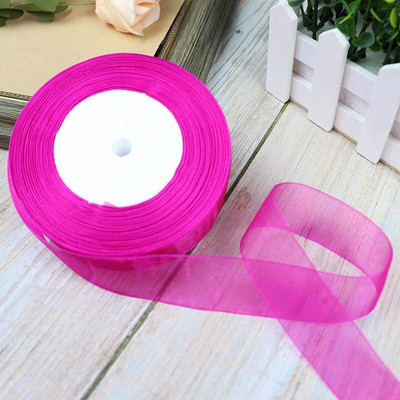 Κορδέλες 50 Yards/Roll Organza For Christmas Wedding Party Decoration Gift Wrapping DIY Ribbons Crafts 12/15/20/25/40/50mm