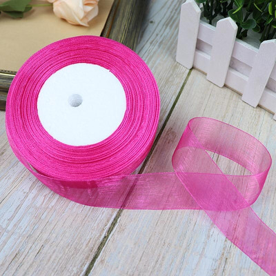 Κορδέλες 50 Yards/Roll Organza For Christmas Wedding Party Decoration Gift Wrapping DIY Ribbons Crafts 12/15/20/25/40/50mm