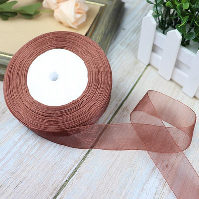 Κορδέλες 50 Yards/Roll Organza For Christmas Wedding Party Decoration Gift Wrapping DIY Ribbons Crafts 12/15/20/25/40/50mm
