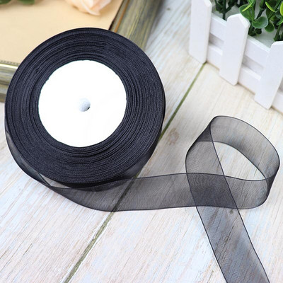 Κορδέλες 50 Yards/Roll Organza For Christmas Wedding Party Decoration Gift Wrapping DIY Ribbons Crafts 12/15/20/25/40/50mm