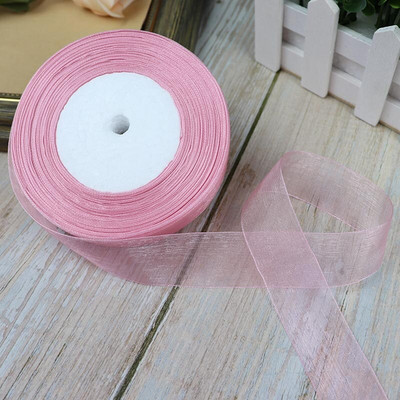Κορδέλες 50 Yards/Roll Organza For Christmas Wedding Party Decoration Gift Wrapping DIY Ribbons Crafts 12/15/20/25/40/50mm