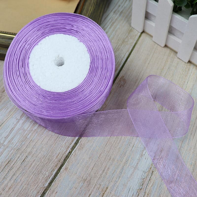 Κορδέλες 50 Yards/Roll Organza For Christmas Wedding Party Decoration Gift Wrapping DIY Ribbons Crafts 12/15/20/25/40/50mm