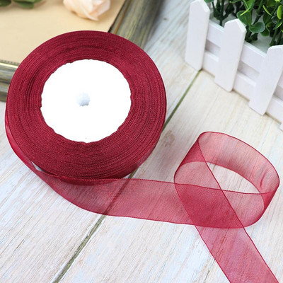 Κορδέλες 50 Yards/Roll Organza For Christmas Wedding Party Decoration Gift Wrapping DIY Ribbons Crafts 12/15/20/25/40/50mm