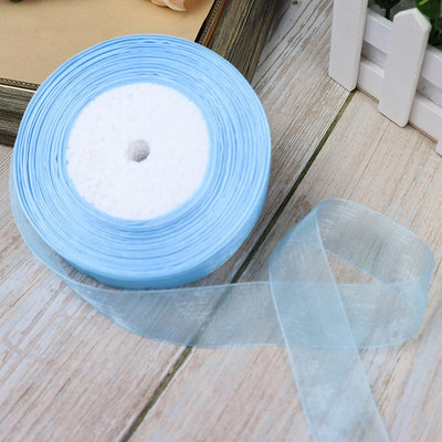 Κορδέλες 50 Yards/Roll Organza For Christmas Wedding Party Decoration Gift Wrapping DIY Ribbons Crafts 12/15/20/25/40/50mm