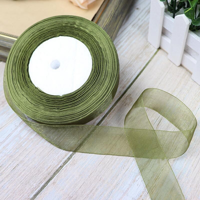 Κορδέλες 50 Yards/Roll Organza For Christmas Wedding Party Decoration Gift Wrapping DIY Ribbons Crafts 12/15/20/25/40/50mm