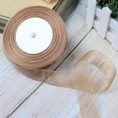 Κορδέλες 50 Yards/Roll Organza For Christmas Wedding Party Decoration Gift Wrapping DIY Ribbons Crafts 12/15/20/25/40/50mm