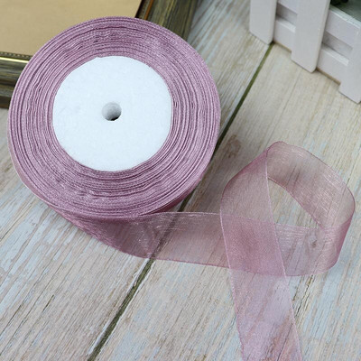Κορδέλες 50 Yards/Roll Organza For Christmas Wedding Party Decoration Gift Wrapping DIY Ribbons Crafts 12/15/20/25/40/50mm