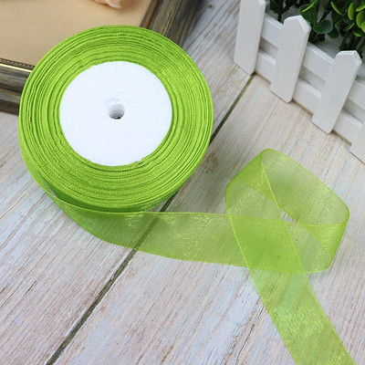 Κορδέλες 50 Yards/Roll Organza For Christmas Wedding Party Decoration Gift Wrapping DIY Ribbons Crafts 12/15/20/25/40/50mm