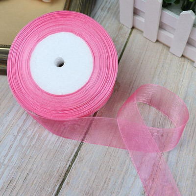 Κορδέλες 50 Yards/Roll Organza For Christmas Wedding Party Decoration Gift Wrapping DIY Ribbons Crafts 12/15/20/25/40/50mm