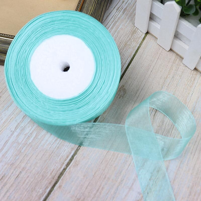 Κορδέλες 50 Yards/Roll Organza For Christmas Wedding Party Decoration Gift Wrapping DIY Ribbons Crafts 12/15/20/25/40/50mm