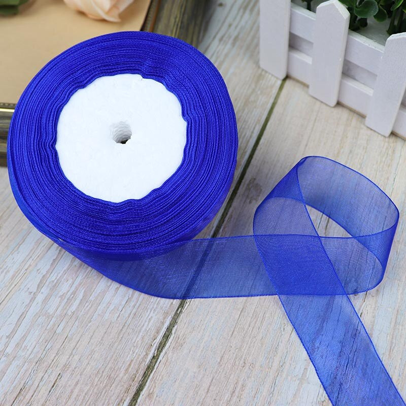 Κορδέλες 50 Yards/Roll Organza For Christmas Wedding Party Decoration Gift Wrapping DIY Ribbons Crafts 12/15/20/25/40/50mm