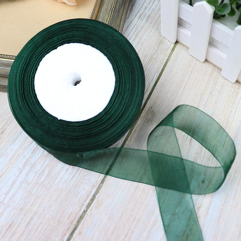 Κορδέλες 50 Yards/Roll Organza For Christmas Wedding Party Decoration Gift Wrapping DIY Ribbons Crafts 12/15/20/25/40/50mm