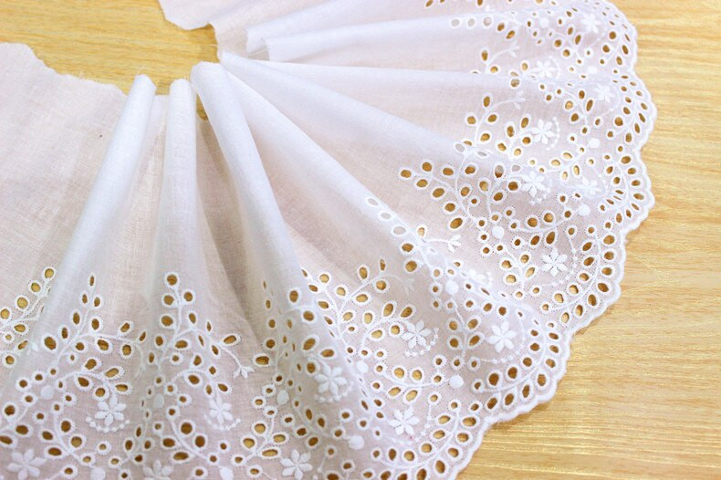 5 meetrit/partii Peen valkjas Puuvillane Tikand Pits Ažuurne Puuvillane Riie DIY Rõivaste Aksessuaarid Kardinate laius 20cm RS429