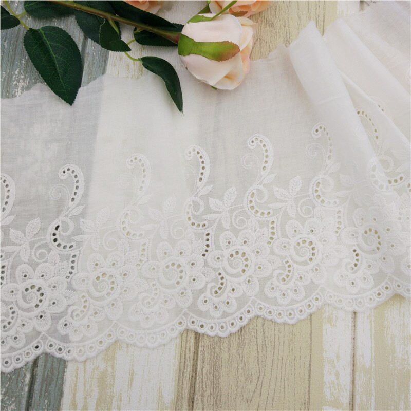 5 meetrit/partii Peen valkjas Puuvillane Tikand Pits Ažuurne Puuvillane Riie DIY Rõivaste Aksessuaarid Kardinate laius 20cm RS429