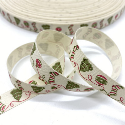 5 Yards 15mm βαμβακερή κορδέλα Χειροποίητη σχεδίαση εμπριμέ βαμβακερές κορδέλες για Χριστουγεννιάτικη διακόσμηση γάμου DIY ύφασμα ραπτικής