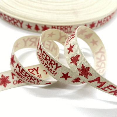 5 Yards 15mm βαμβακερή κορδέλα Χειροποίητη σχεδίαση εμπριμέ βαμβακερές κορδέλες για Χριστουγεννιάτικη διακόσμηση γάμου DIY ύφασμα ραπτικής