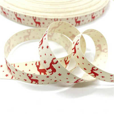 5 Yards 15mm βαμβακερή κορδέλα Χειροποίητη σχεδίαση εμπριμέ βαμβακερές κορδέλες για Χριστουγεννιάτικη διακόσμηση γάμου DIY ύφασμα ραπτικής