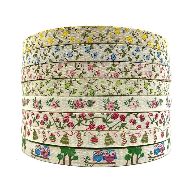 5 Yards 15mm βαμβακερή κορδέλα Χειροποίητη σχεδίαση εμπριμέ βαμβακερές κορδέλες για Χριστουγεννιάτικη διακόσμηση γάμου DIY ύφασμα ραπτικής