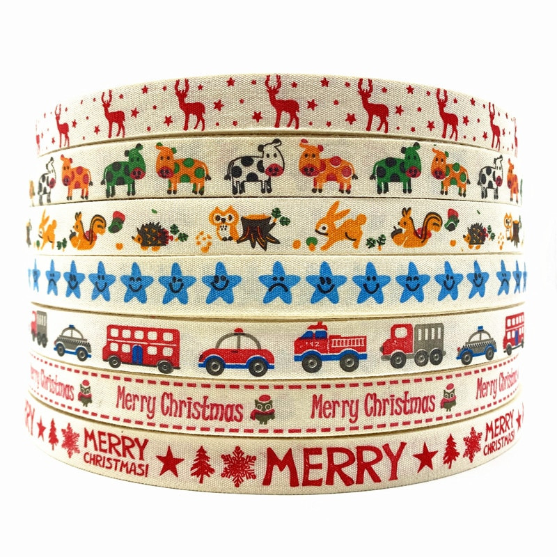 5 Yards 15mm βαμβακερή κορδέλα Χειροποίητη σχεδίαση εμπριμέ βαμβακερές κορδέλες για Χριστουγεννιάτικη διακόσμηση γάμου DIY ύφασμα ραπτικής